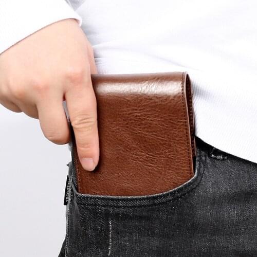 Mens Wallets Genuine Leather Credit Card Holders Retro Business Cards Wallet Men Short Purses Money Bag
