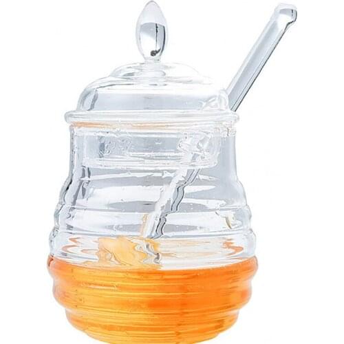 245ml Transparent Beehive-shaped Honey Jar with Dripper Stick for Storing and Dispensing Honey Honey Jar with Dripper Stick