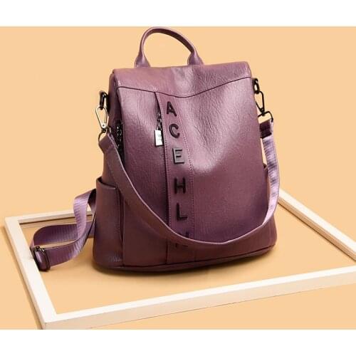 Luxury Brand Bag Designer Lady Bag Retro Multifunctional Women Backpack Large Capacity High Quality PU Leather Female Bag Black