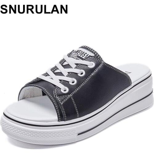 SNURULAN 2020Casual Sneakers Wedges Slide Heels Women Sandals Comfort Platform Slippers Women Shoes Summer 5cm
