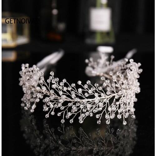 Bridal Crown Headwear with Ribbon Luxury Rhinestones Inlaid Headband for Female Wedding Birthday Hair Accessories SL