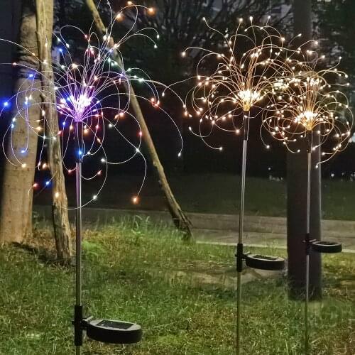 90/150 LEDs Outdoor Solar Fireworks Lights Waterproof Flash String Light For Lawn Garden Patio Christmas Holiday Decoration