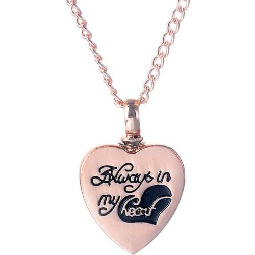 Urn Cremation Jewelry Necklace Heart Pendant Necklace Keepsake Rose Gold