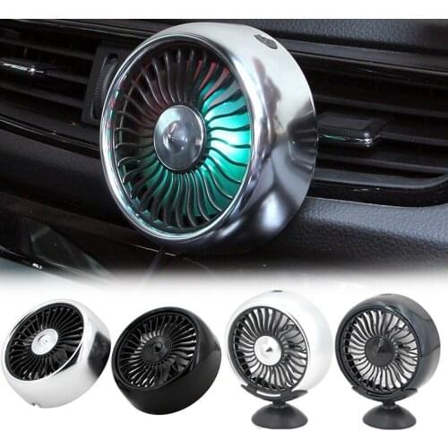 USB Electric Car Fan 360 Degree Rotatable 2 Speed Dual Head Car Auto Cooling Air Circulator Fan Portable For Van SUV Rv Boat