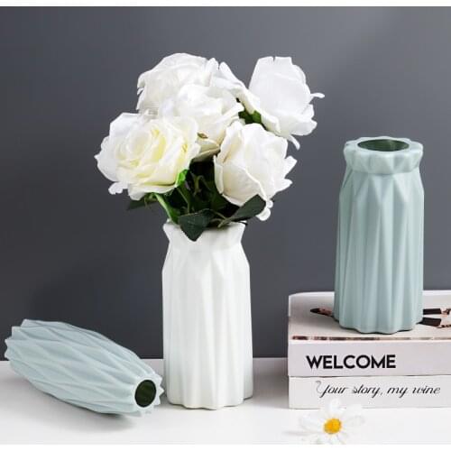 Modern Flower Vase Unbreakable Plastic Vase European Anti-Ceramic Imitation Rattan Simplicity Basket Arrangement Art Home Decor