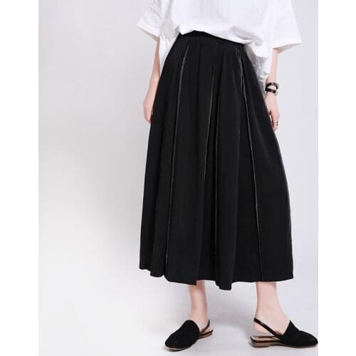 Skirts 2020 New Style Dark Wind Open Line Overlock Design Expandable Black A- line Skirt Elegant