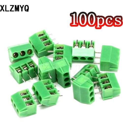100pcs/ KF350 3.5mm / 3.96mm 2P-3P Pitch Screw Terminal Connector 2/3 Pin Spliceable Plug-in PCB Screw Terminal Block Connector