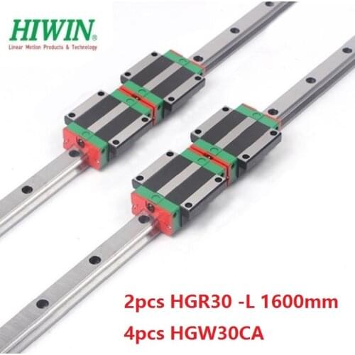 2pcs origial Hiwin rail HGR30 -L 1600mm linear guide + 4pcs HGW30CA HGW30CC flange carriage blocks for cnc router