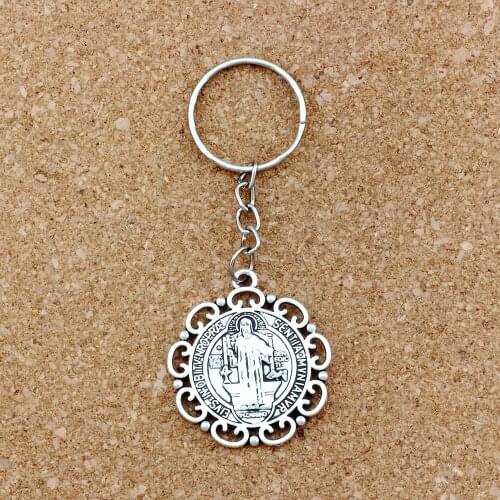 3Pcs Exorcism Flower Saint Benedict Medal Catholic Cross Keychain Travel Protection 33x83mm Pendant DIY Jewelry A-238f