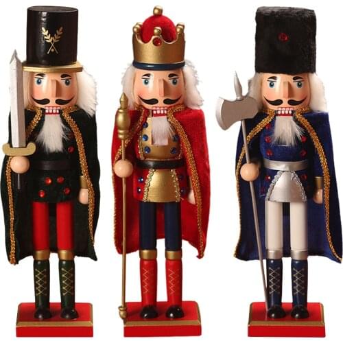 38cm Christmas Decoration Large Wooden Nutcracker Doll Soldier Desk Tabletop Decor Gift Xmas Figures Toy