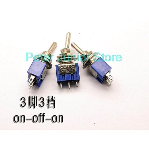 5pcs or 10pcs MTS-103 Blue Miniature Control Toggle Switch 3 Position ON-OFF-ON 120VAC 6A 250VAC 3A 6mm Mounting Hole