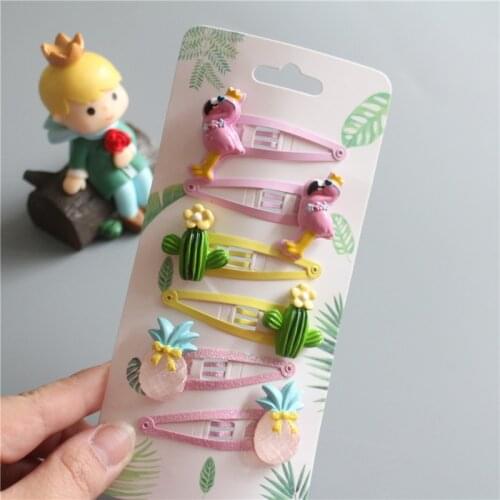 6 PCS Cute Flamingo Pineapple Cactus BB Clips Kids Hairpins Children Headwear Baby Hair Clips Headdress Girls Hair Accessories