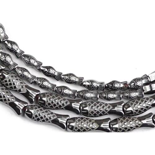 HGKLBB Fish Shape Black Hematite Natural Stone Spacer Loose beads For Jewelry making charm bracelet accessories Findings DIY