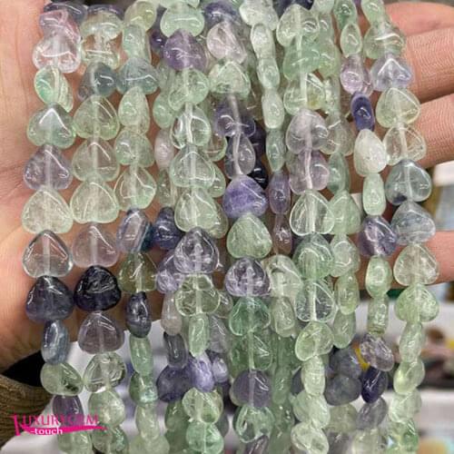 Natural Multicolor Fluorite Stone Loose Beads High Quality 10mm Smooth Heart Shape DIY Gem Jewelry Accessories 38Pcs a3595