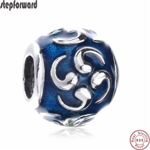 DIY New Collection High Quality Popular Ethnic Blue Enamel 925 Sterling Silver Auspicious Clouds Charm