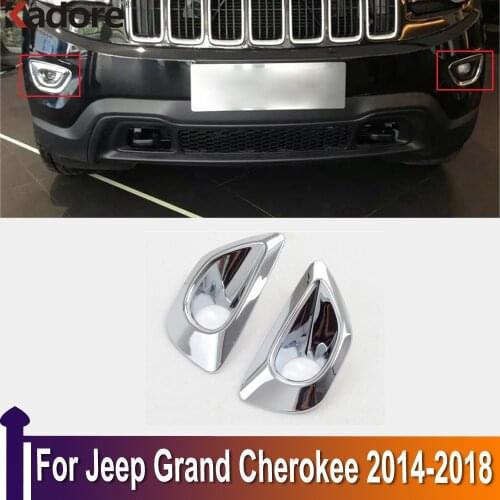 For Jeep Grand Cherokee 2014-2017 2018 ABS Chrome Front Foglight Fog Light Lamp Cover Trim Frame Garnish Exterior Protector