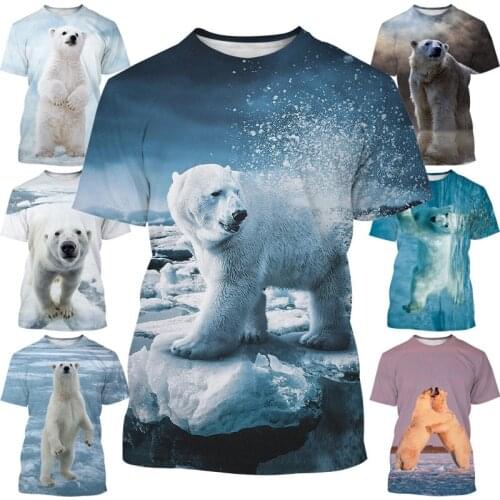 Polar Bear 3D Printing Mens Casual T-shirt Personality Funny Cute Unisex Summer Short Sleeve