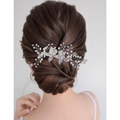 HP296 Refined Pearl Bride Headwear Wedding Hair Accessories Girl Tiara with Comb Bridesmaid Accessory Girlfriend Holiday Gift