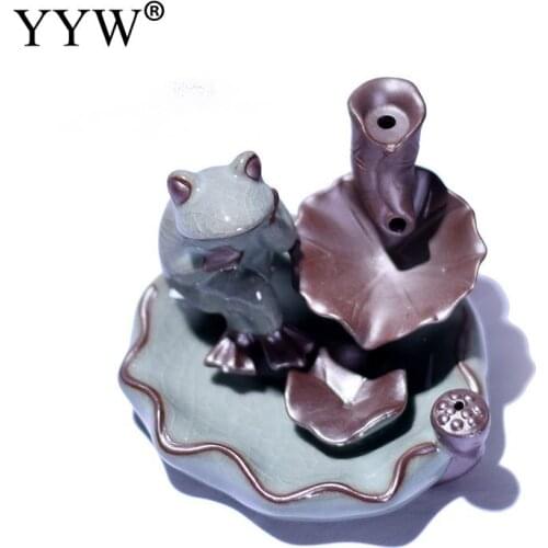 Ceramic Backflow Incense Burner Frog Dragonfly Bird Lotus Leaf Creativity For Home Or Office Decoration Incese Stick Holder