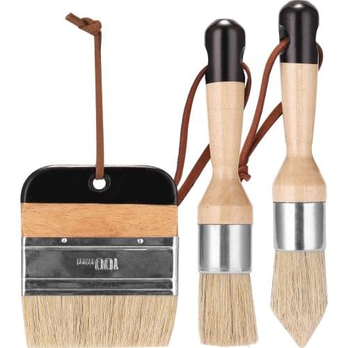 3Pcs Chalk Paint Brush Wax Paint Brushes Bristle Stencil Brushes Wood Furniture Home Wall Brush Paint Bristle Brush