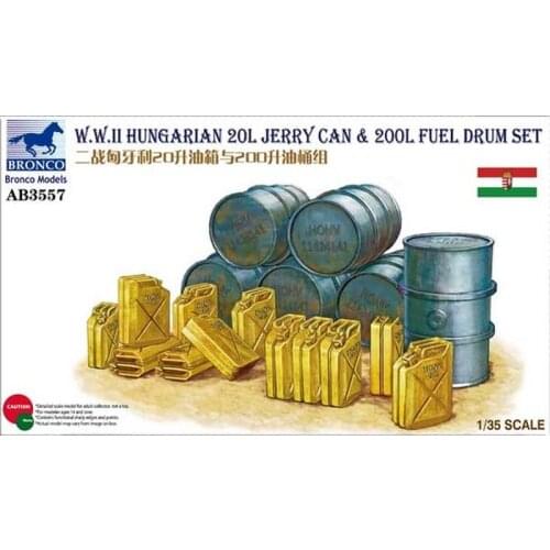 BRONCO AB3557 1/35 WWII Hungarian 20L Jerry Can & 200L Fuel Drum Set - Scale Model Kit