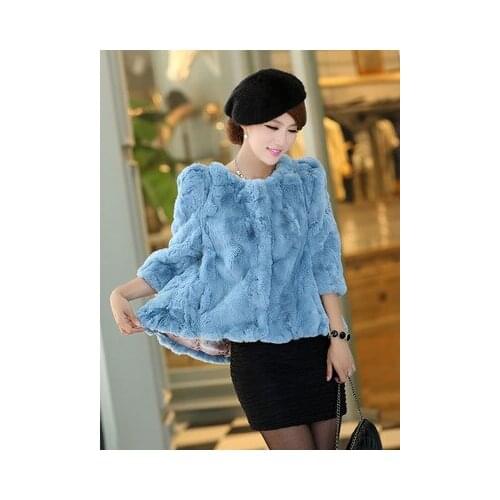 The beaver rabbit skin hair short fur coat winter cloak splicing 7 minutes of pure color female coat sleeve of the tide