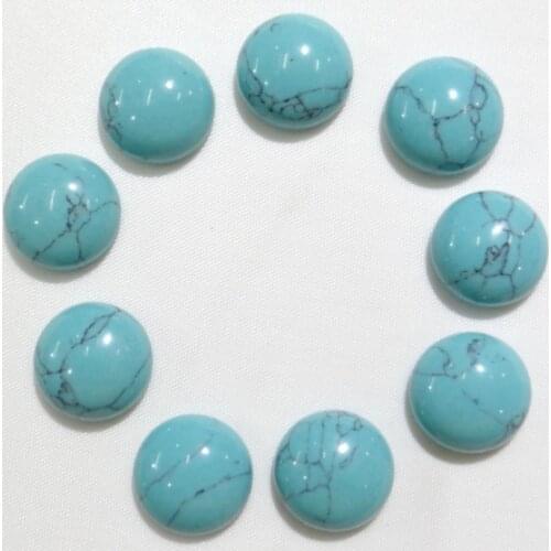 50pcs/12mm Natural Stone Round Turquoises Cabochons No Hole Beads for Woman Men Jewelry Making DIY Ring Pendant Accessories