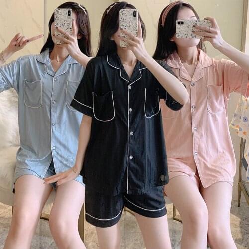2021 Summer Short Sleeve Shorts Pajama Sets for Women Korean Sleepwear Suit Pyjama Homewear Loungewear Pijama Mujer Home Clothes