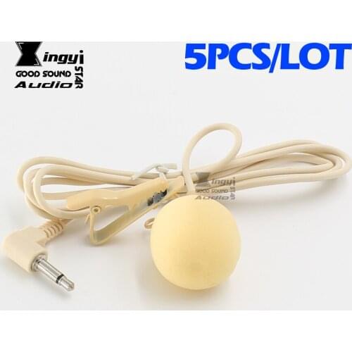 5Pcs Flesh Color Tie Clip Microphone 3.5mm Plug Lavalier Mic Condenser Lapel Mikrofon For Computer Laptop PC Teaching Tour Guide