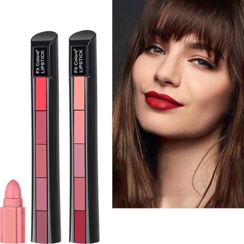 5 In 1 Matte Lipstick Set Velvet Lipstick Hydrated Lips All Day Naked Multiple Velvet Lipstick Shades Sexy Lip Tint Makeup Gifts