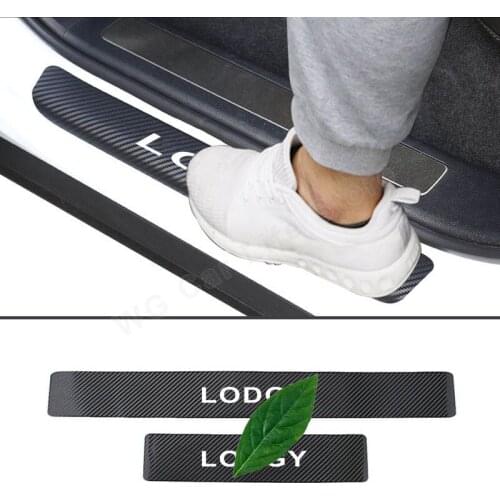 Car Threshold Pedal Stickers For Dacia Lodgy Car Door Sill Protector 4PCS Carbon Fiber Decor Stickers Decals