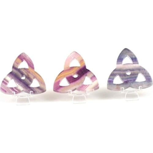 New!!! Natural Fluorite Crystal Lucky Clover Hand Carved Figurine Craft Home Decor