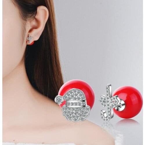 New Bells Snowflakes Elk Christmas Tree Hat Santa Claus Zircon Earrings Trend Creative Jewelry SAE80
