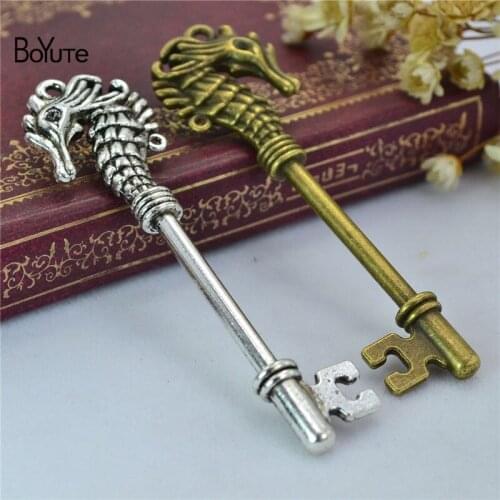 BoYuTe (30 Pieces/Lot) Metal Alloy 73*20MM Seahorse Key Pendant Charms for Jewelry Making Diy