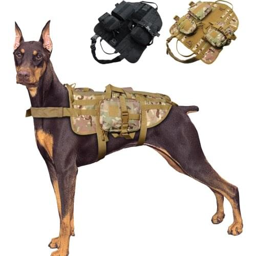 Dog Harness Military Tactical Pet Working Dog Molle Vest Nylon Adjustable For Medium Large Dogs Training German Shepherd M-XL