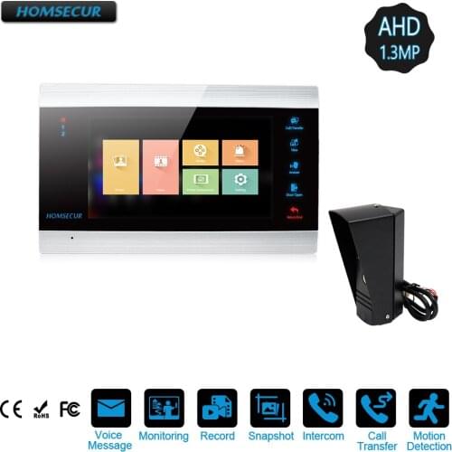 HOMSECUR 7" Wired AHD1.3MP Video&Audio Smart Doorbell with Outdoor Monitoring, Recording & Snapshot(BM705HD-B+BC011HD-B)