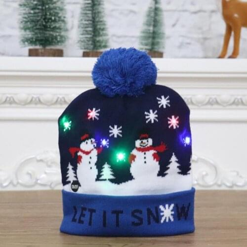 3 Glowing Modes LED Christmas Hat Sweater Knitted Beanie Christmas Light Up Knitted Hat Christmas Gift for Kids Xmas 2022 New Ye
