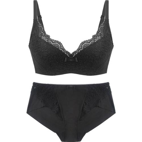 Sexy Lace Skinny Seamless Micro-poly Type Soft Steel Ring Thin Bra Set Ladies Underwear Bra Set Lace 3/4 Cup