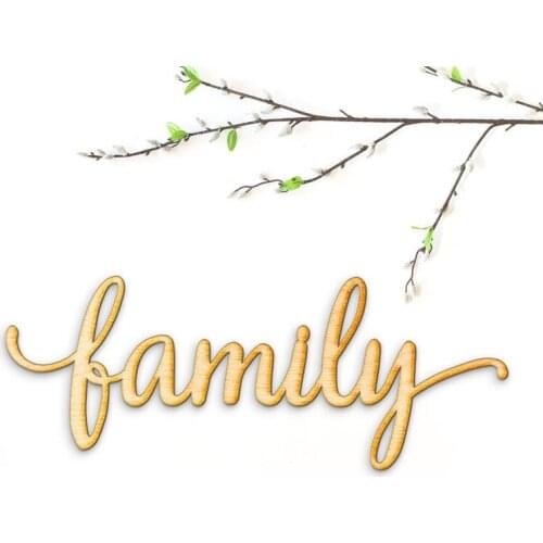 Family Script Word Wood Sign-Wood Sign Art, Gallery Wall, Family Wood Sign, Laser Cut Wood Sign, Cursive Wood, Rustic Family Wal