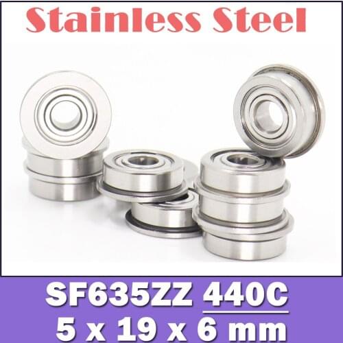 SF635ZZ Flange Bearing 5x19x6 mm 10PCS Double Shielded Stainless Steel Flanged SF635 Z ZZ Ball Bearings SF635Z F635 Z
