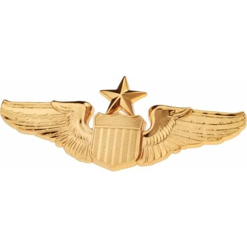 USAF U.S. AIR FORCE SENIOR PILOT METAL WING BADGE INSIGNIA GOLD Military BROOCHES