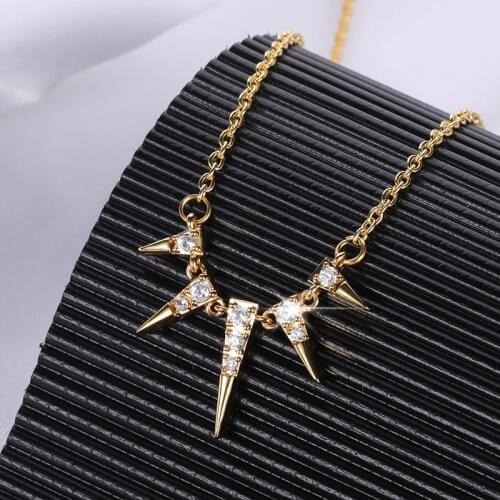 Vintage Tribal Crystal Arrown Necklaces Pendants For Women Bohemian Jewelry Stainless Steel Cubic Zircon Horn Necklace Collares