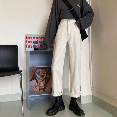 Woman Jeans Pants Autumn Winter High Waist Loose Straight Jeans Pants Pantalones Vaqueros