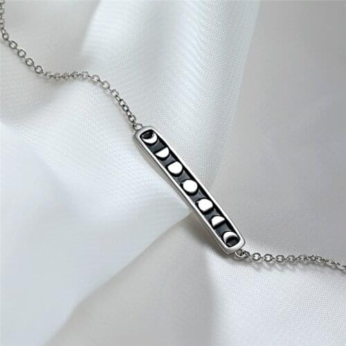 Vintage Female Moon Phase Bracelet Classic Sterling Silver Chain Bracelets For Women Charm Small Love Wedding Bracelet