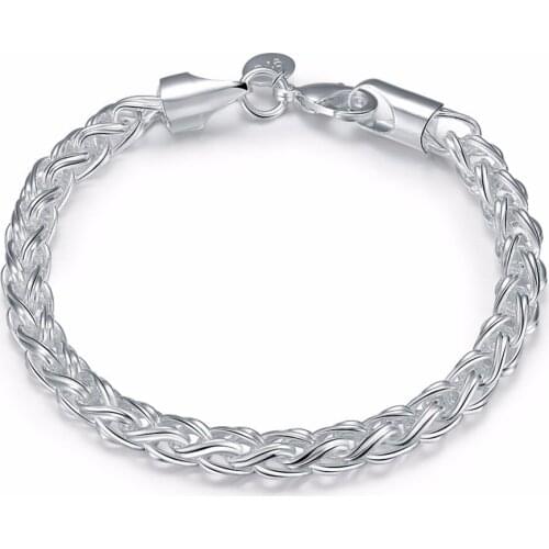 Selling 925 sterling silver lobster deduction round twisted chain silver bracelet women retro ornaments accessories