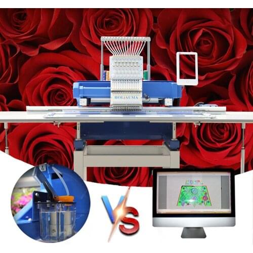 1 heads embroidery machine cap and flat t shirt with 15 colors computerized embroidery machine