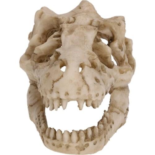 1 Pcs Wood Color Resin Dinosaur Skull Aquarium Terrarium Decoration Dragon Crocodile Skull Landscape Ornament for Fish Tank