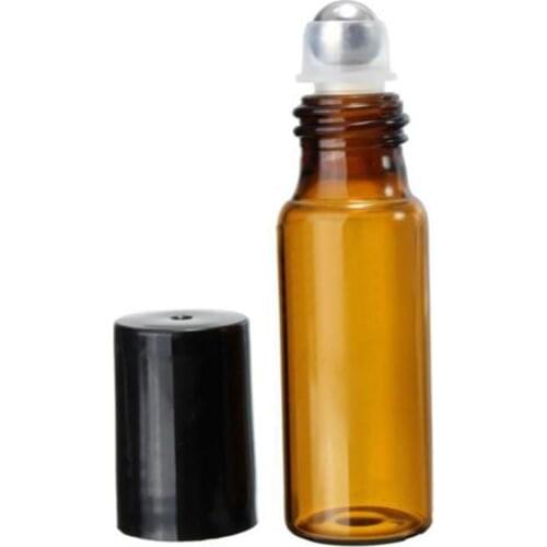 10Pcs 5ml/10ml Amber Roll On Glass Bottles Roller Ball Travel Eliquid Container For Cosmetics Skincare Makeup