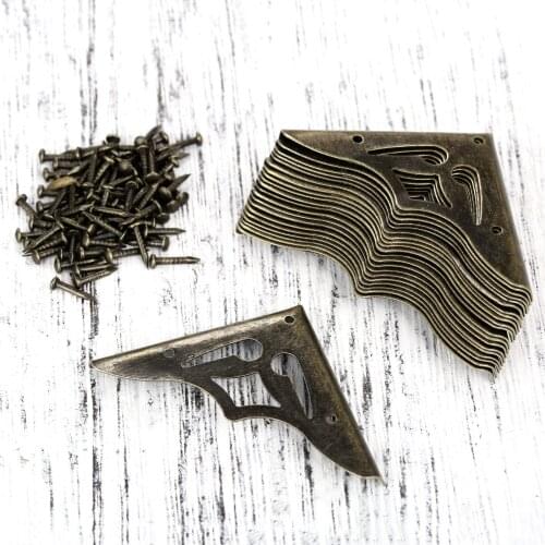 20Pcs Jewelry Gift Box Vintage Style Corner Cover Protectors Furniture Metal Craft Wooden Case Corner Protector 35mm