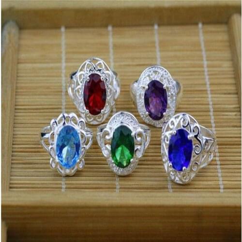 925 Sterling Silver Wedding Rings For Women Party Gift Fashion Sterling Jewelry Oval Ring Open Ring 5pcs JZ 033 No3